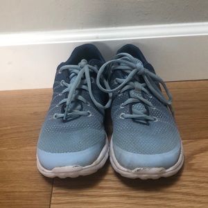 Light blue running shoes